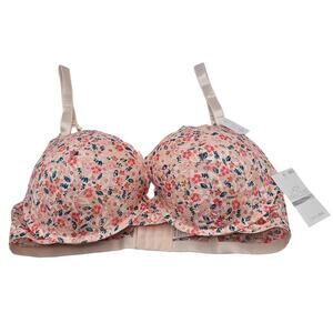 Lady Princess Intimates Sz 38D Full Figure Bra Pink Floral Lace NEW